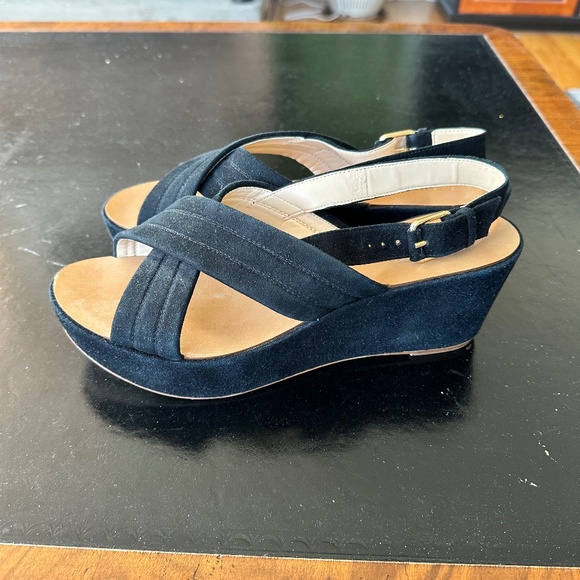 J. Crew Suede Wedge Sandals Size 9 Like New - Picture 1 of 12